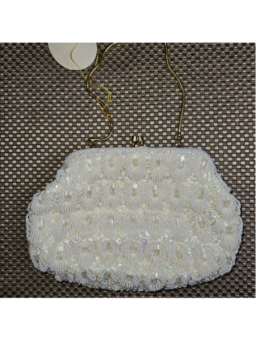 Vintage La Regal by Diga Beaded Sequined Glamorous Handbag Gold Chain 1950's - Picture 2 of 9